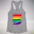 Original Gilbert Baker LGBTQ Gay Pride Flag Ripped Reveal Racerback - Heather Grey